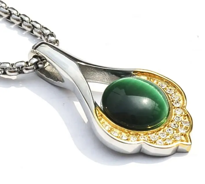 Colar de ouro com strass pequenos, joias da moda com olho de gato, folhas verdes, colar de ouro com strass DSWP-011