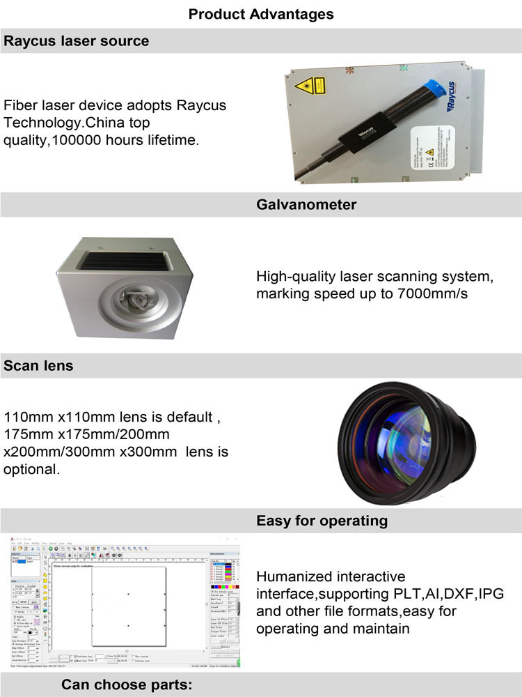 Split fiber laser marking machine 20w 30w ring engraving machine