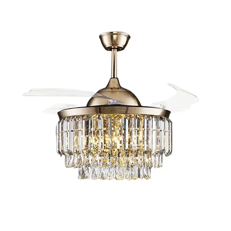 Europäische Licht Luxus Kristall Lüfter Lampe moderne Haushalts ventilator Wohnzimmer Schlafzimmer Esszimmer LED