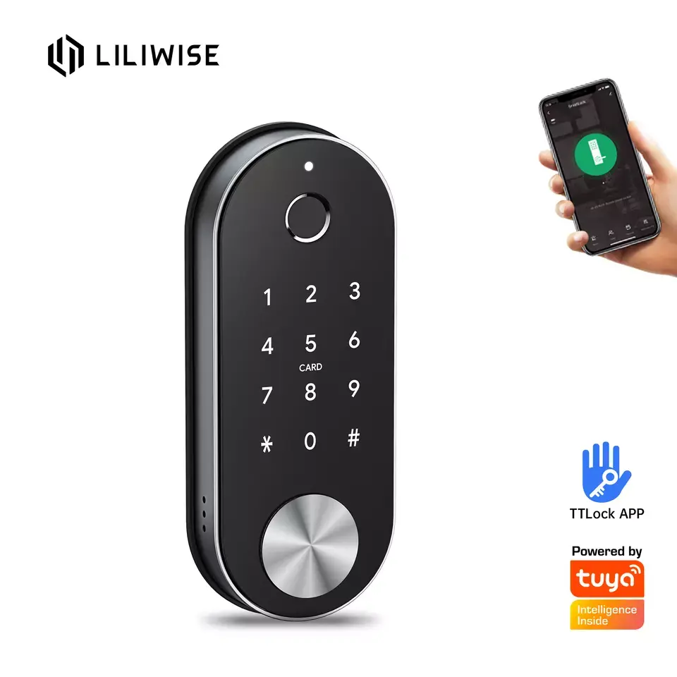 Liliwise Kunci Pintu Sidik Jari Digital, Gerendel Pintu Sidik Jari Digital, Gerendel Cerdas Aman Keamanan Elektronik Otomatis