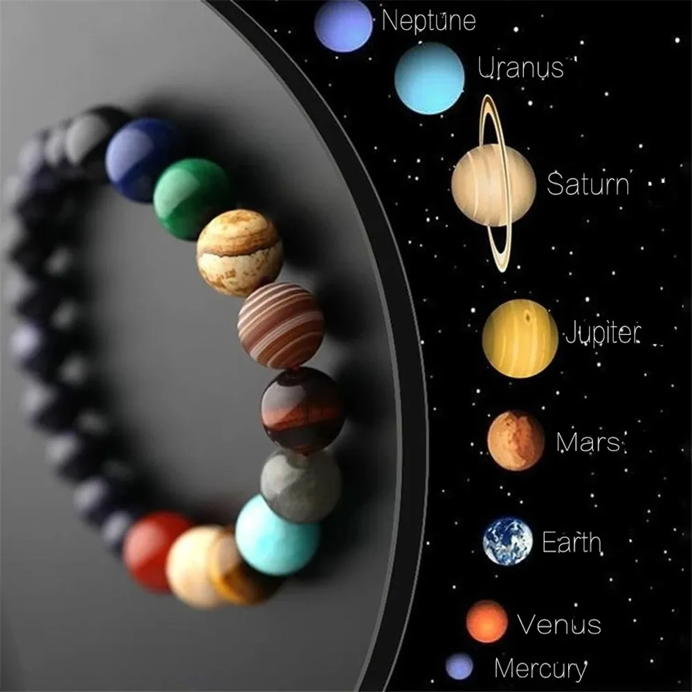 Liefhebbers Acht Planeten Natuursteen Armband Universe Yoga Chakra Galaxy Zonnestelsel Kralen Armbanden