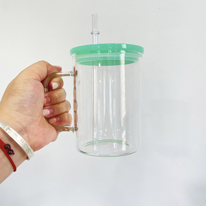 Best Value <strong>Gift</strong> Crystal clear Blank 17oz Sublimation Glass <strong>Mug</strong> Transparent Coffee <strong>Mug</strong> with Colored <strong>pp</strong> Lids for Hot Printing