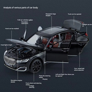 1:24 Scale Diecast <strong>Model</strong> for BWM 760LI Metal Toy Car with Sound &amp; Light Pullback Decorative Ornament Coche Modelo Del Metal - Product Image 3