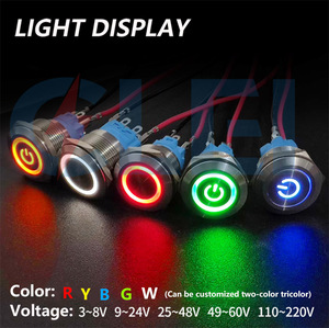 Interruttore della luce a LED di corrente da 22MM 5A interruttore a pulsante in metallo a scatto impermeabile IP67 - Product Image 2