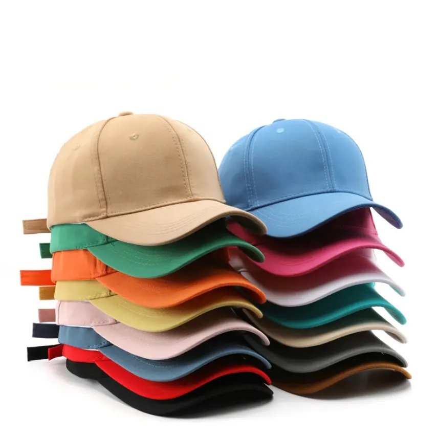 Großhandel 6 Panels strukturierte Sport-Golf-Hüte Werbestickerei Logo aufgebogene Kante Baseballkappe 6 Panel einfarbiger Dad-Huf