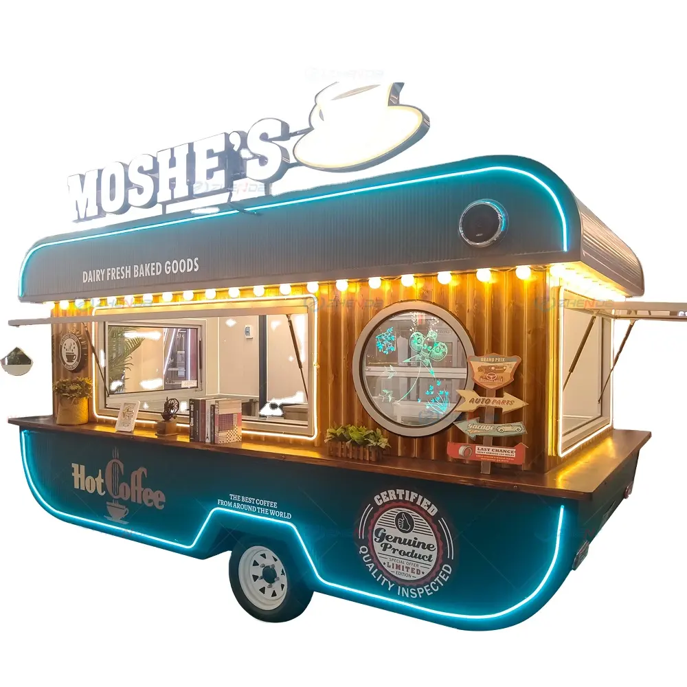 Street Mobile Food Truck Sandwich Hot Dog Pizza Remolques de comida Totalmente equipados