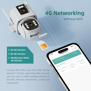 AOV-Cámara de red alimentada por energía solar, tarjeta SIM 4G, grabación de 24 horas, sensor CMOS, visión nocturna, detección de movimiento, alerta, grabación en tarjeta SD - Product Image 2