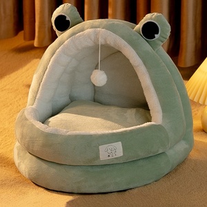 Cama de lujo para gatos, nido cálido y esponjoso semicerrado, juguete clásico en forma de rectángulo para interiores, cueva para mascotas, diseño novedoso, cartón embalado - Product Image 1