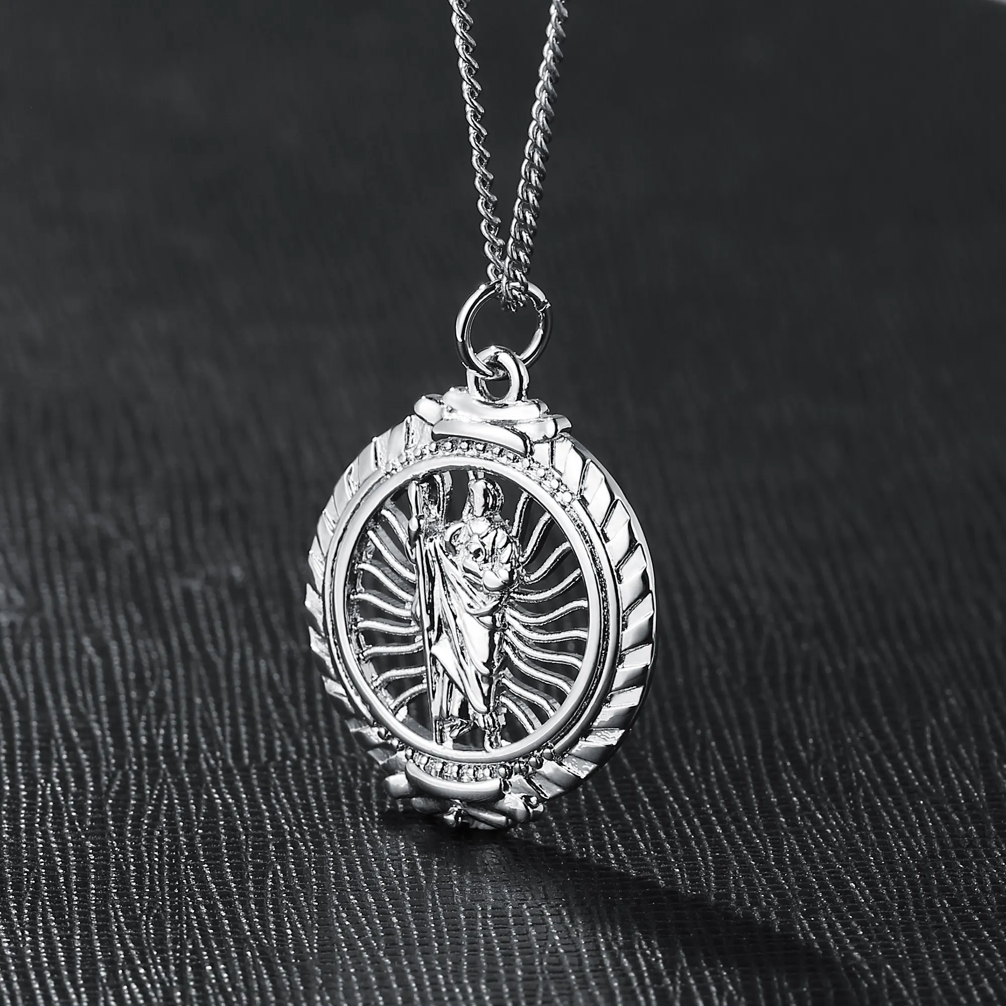 VANFI Jóias moda atacado colar charme sólido Virgem Maria de São Judas pingente de prata esterlina 925 ouro