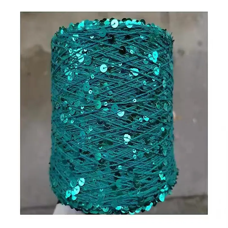 Filato tessile maglione filato paillettes 3 MM 150 D 1/5 NM 100% filato di poliestere per macchina per maglieria