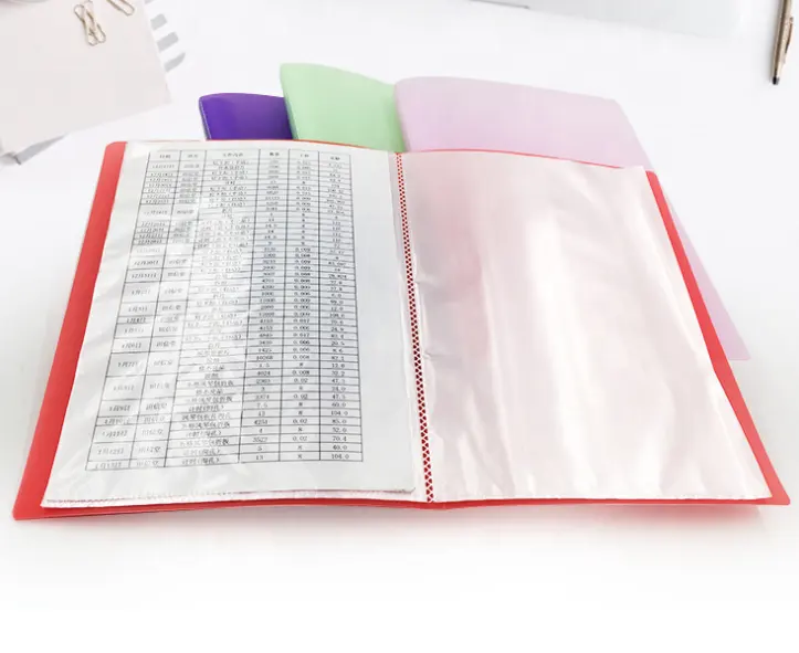 A4 Plastic PP Documents Display Book POLY Files Holder With 30 Inner Clear Pockets
