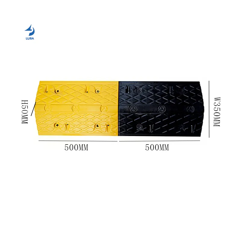 Tampão de limite de estacionamento automotivo, 500*350*50mm, amarelo, preto, velocidade de borracha