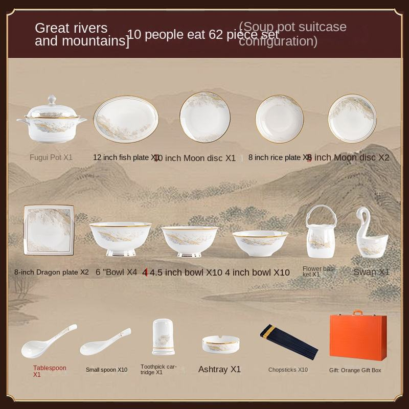 White-62 pcs for 10 People