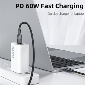 Swivel L-shape &amp; Straight <strong>2</strong> <strong>in</strong> <strong>1</strong> PD60W USB C Fast Charging Cable Super Quick Charging for Mobile Phones Support OEM/ODM 20V 3A - Product Image 4
