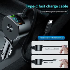 Retractable Car <strong>Charger</strong> 3 in <strong>One</strong> Super Fast <strong>Charger</strong> PD 30W USB Type C Cable for iPhone Samsung Cigarette Lighter Adapter - Product Image 5