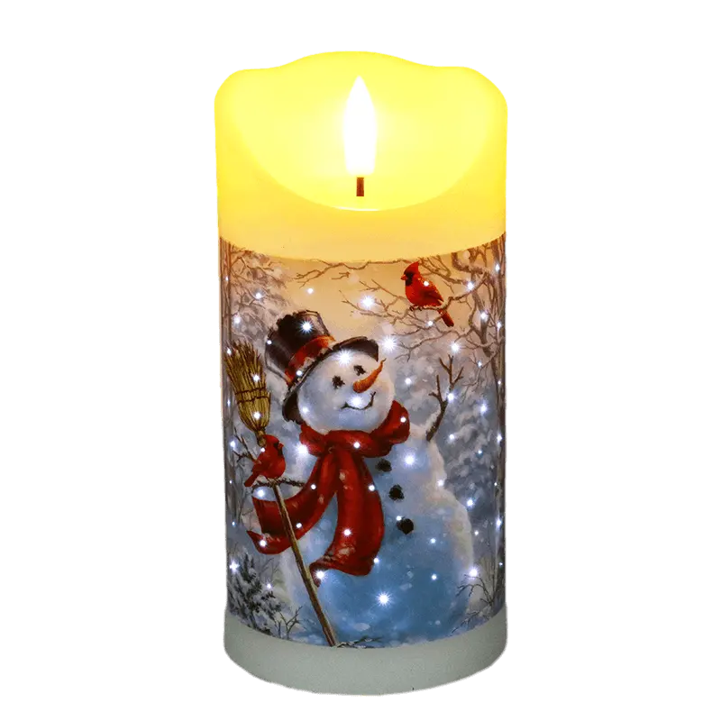 Senmasine 7.5 * 15 سنتيمتر شمع الألياف البصرية الرمز شموع شجرة الكريسماس نمط رجل الثلج الشعلة الخالية من الكريسماس