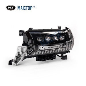 MAICTOP araba aksesuarları halojen Led far plastik farlar <span class=keywords><strong>4</strong></span> Lens far Landcruiser LC200 2016 2021-için
