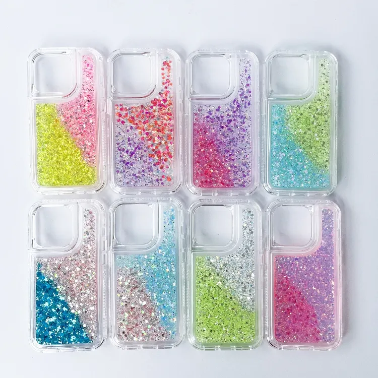 Quicksand drei-in-eins transparentes Material + Kleber Handyetui für iPhone für Samsung für OPPO 2734