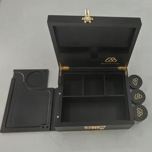 Şifreli kilit ile büyük bambu kutu, çıkarılabilir tepsi ve cam kavanoz ile Decorative dekoratif kutu ev kilitleme kutu seti, siyah - Product Image 5