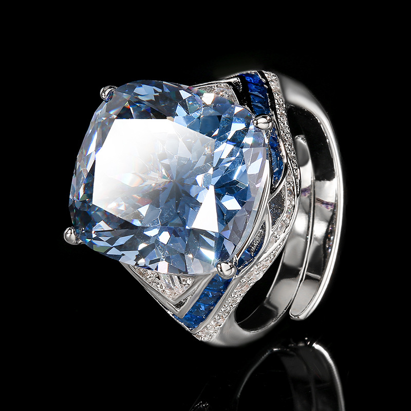 Bague ajustable plaquée blanc et bleu
