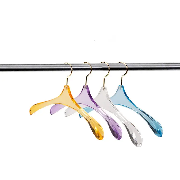 LEEKING Wholesale brand color fashion crystal custom LOGO acrylic anti-slip heavy duty clothing display hanger