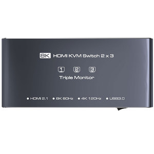 8K HDMI <strong>KVM</strong> <strong>Switch</strong> 2 Computers <strong>3</strong> Monitors <strong>Switch</strong> 4 Port 2 PC Share <strong>3</strong> Monitors and 4 USB <strong>3</strong>.0 Ports Support Mode/Extended Mode