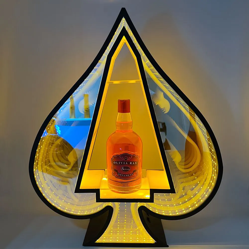 Led ánh sáng đứng giá có thể sạc lại Acrylic ACE của spades LED chai thuyết trình cho câu lạc bộ đêm