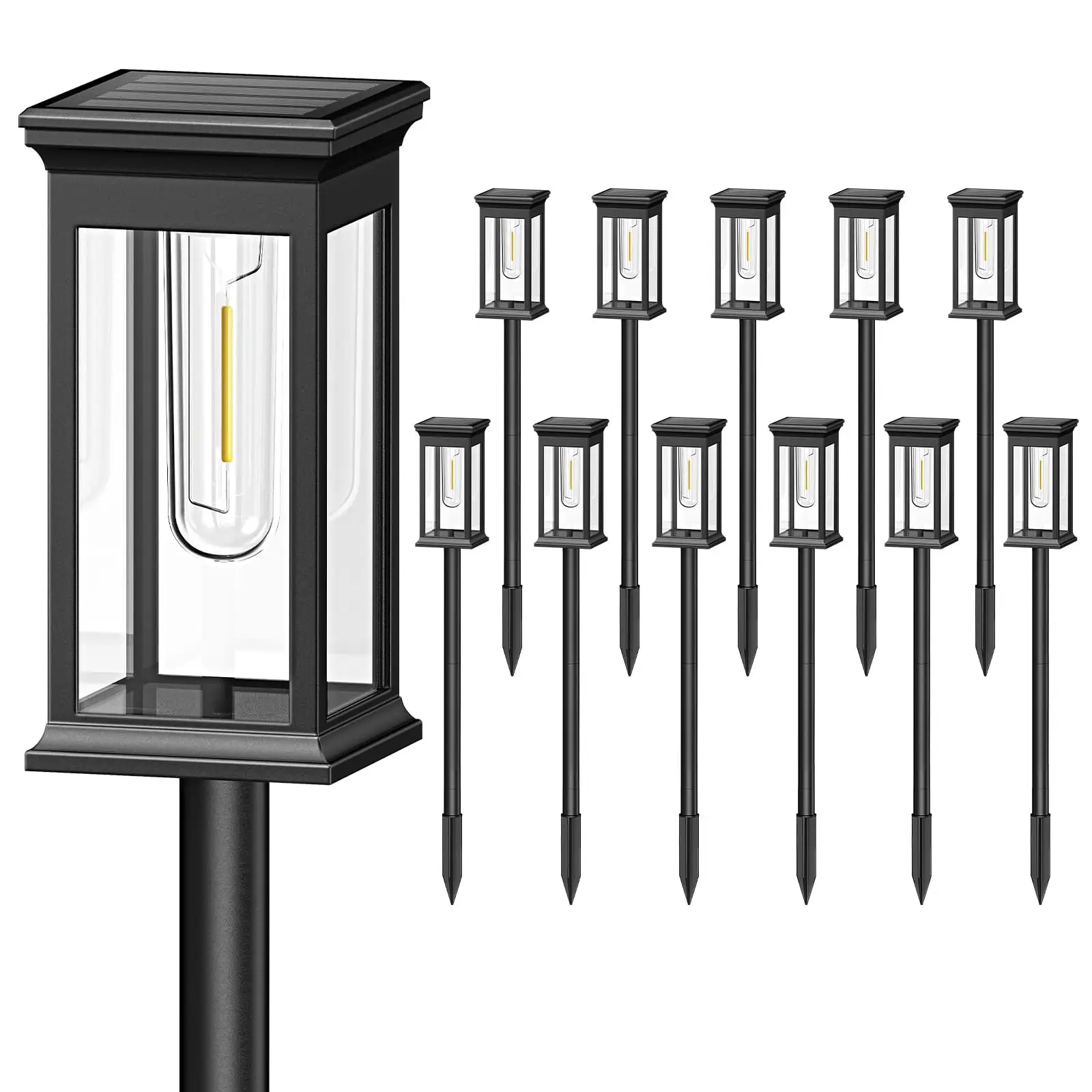 Solar Landscape Path Lamps Changing Outdoor Lawn Pathway Lights IP65 Waterproof Decoration Lights for Walkway Yard