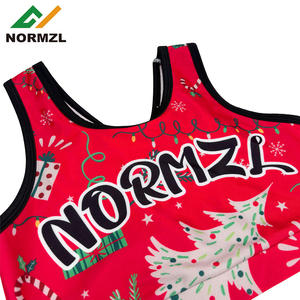 Noel tasarım Cheer kırpma üst ve şortlar özel Logo amigo uygulama baskılı kırmızı dans ekibi aktif sutyen seti giymek - Product Image 3