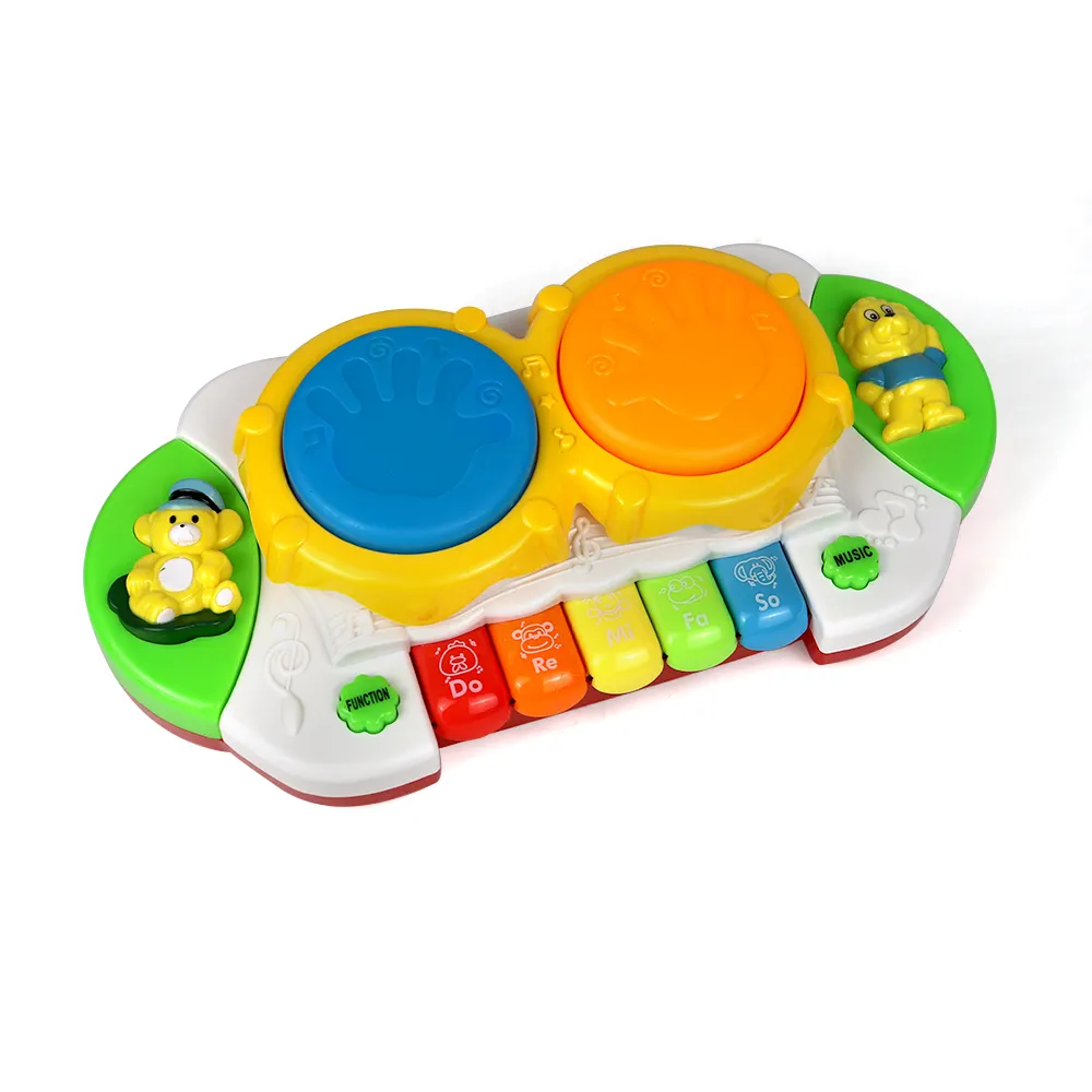 Juguete de Piano de doble tambor para bebés y niños, multifunción, explosión de música