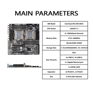 Pandl ชุดเมนบอร์ดคอมพิวเตอร์ตั้งโต๊ะใหม่เซ็ตคู่ Xeon E5 V4คอมโบ DDR4 ECC 4X8GB 2400MHz เมนบอร์ด X99 2699v4ซีพียูคู่ - Product Image 4