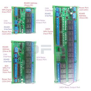 CAROA04 12V/24V 4-CH DI-DO CAN Fieldbus Relay <strong>Module</strong> RS485 <strong>Modbus</strong> RTU IO Expansion Board <strong>Digital</strong> <strong>Input</strong> CAN Controller CAROA04