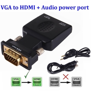 <strong>VGA</strong> to <strong>HDMI</strong> Converter Plug Adapter Male to Female Lead with Audio <strong>Output</strong> Cable Micro Power Port 1080P Signal <strong>Output</strong> for Computer