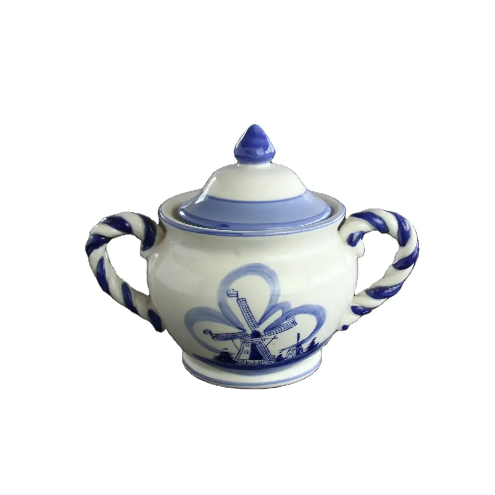 Offres Spéciales Delft poterie céramique cafetière & pot à sucre avec couvercle-poterie hollande-céramique Vintage-poterie bleue-cuisine Vintage-nous