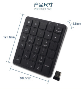 Teclado numérico inalámbrico, 28 teclas, Mini almohadilla numérica recargable de contabilidad financiera portátil para ordenador portátil de escritorio, PC, Surface Pro