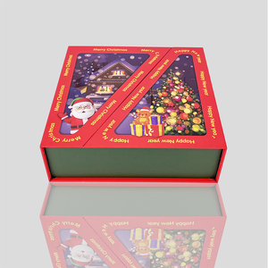 OEM özel Advent takvim noel kutusu ile Santa ayı ve kardan adam tasarım kabartmalı toptan perakende için kuşe kağıt düşük adedi - Product Image 2