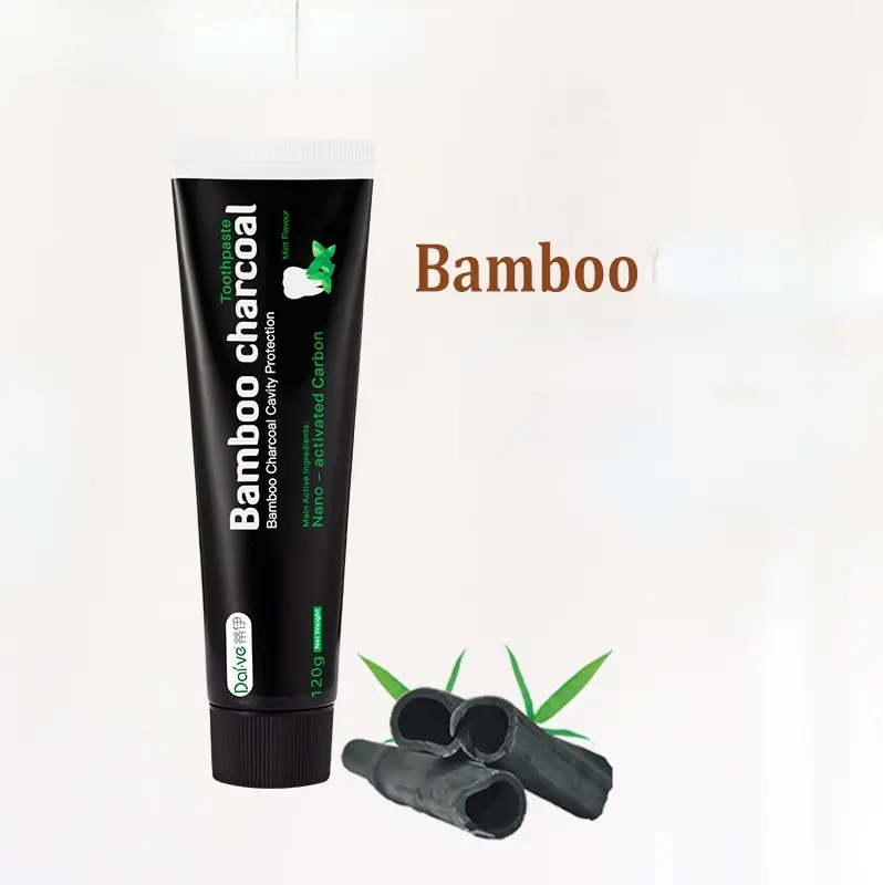 Pasta de dientes negra de carbón de bambú, limpiador de carbón activado, fabricante de limpieza, 120g, personalizado, venta al por mayor