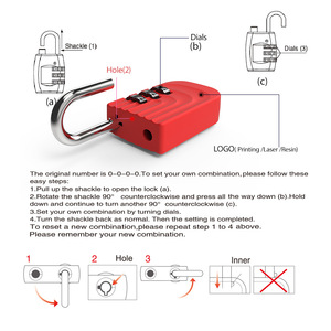 Ingrosso su misura 3 quadrante cifra codice numero Password lucchetto sicurezza viaggio sicuro lucchetto combinazione serratura Mini borsa serratura - Product Image 4