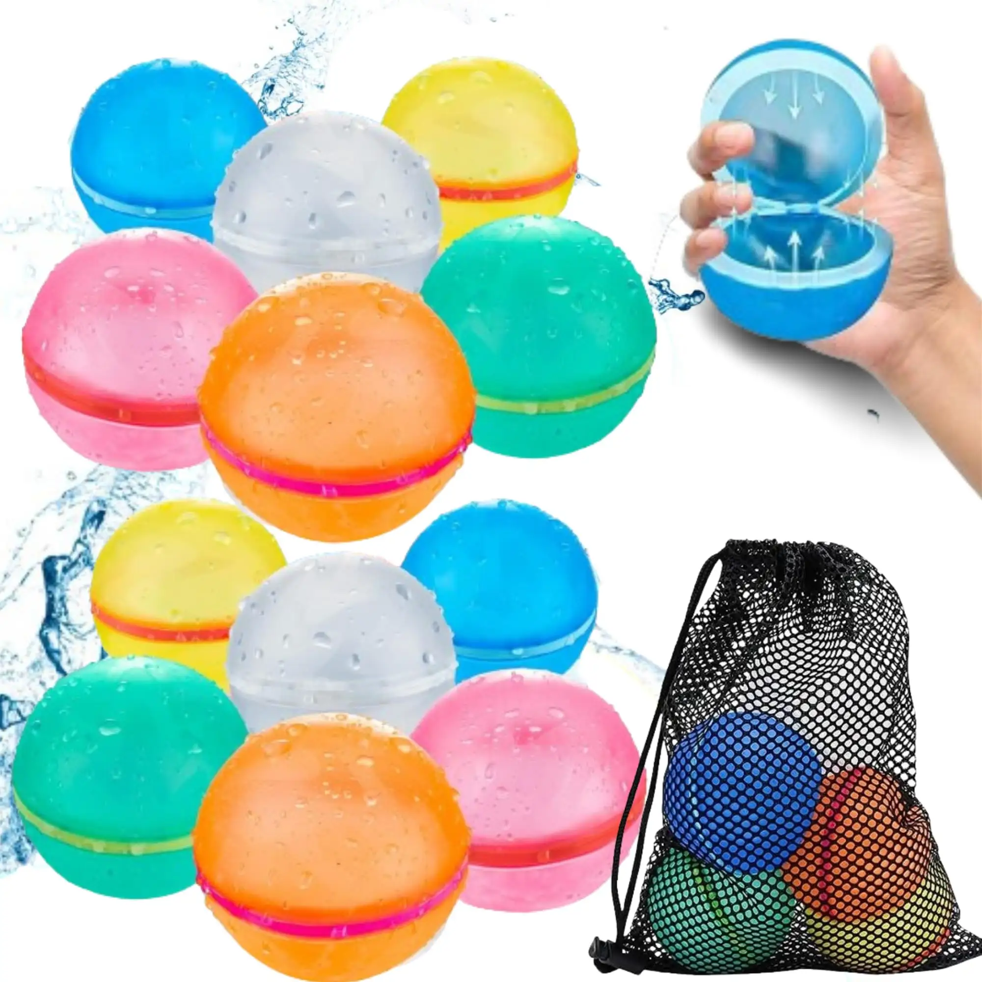 HMJ, juguetes interactivos de verano para niños, juego de pelota de agua feliz, globo de agua reutilizable de llenado automático rápido mágico de autosellado