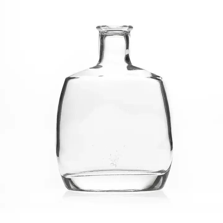 Kunden logo Design 700ml Leere Spirit Magnum Flachglas Whisky Wodka Flasche mit Stopfen