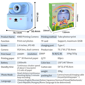 Mini Phim Hoạt Hình Ngay Lập Tức In Máy Ảnh Cho Trẻ Em Ảnh Kỹ Thuật Số Video Máy Ảnh Với Ảnh Tự Sướng Ống Kính Kép 2.4 Inch Màn Hình Đồ Chơi Món Quà Giáng Sinh - Product Image 2