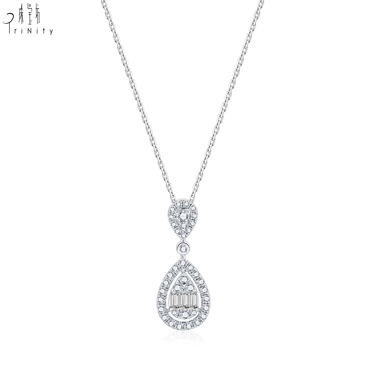 18K Solid White Gold