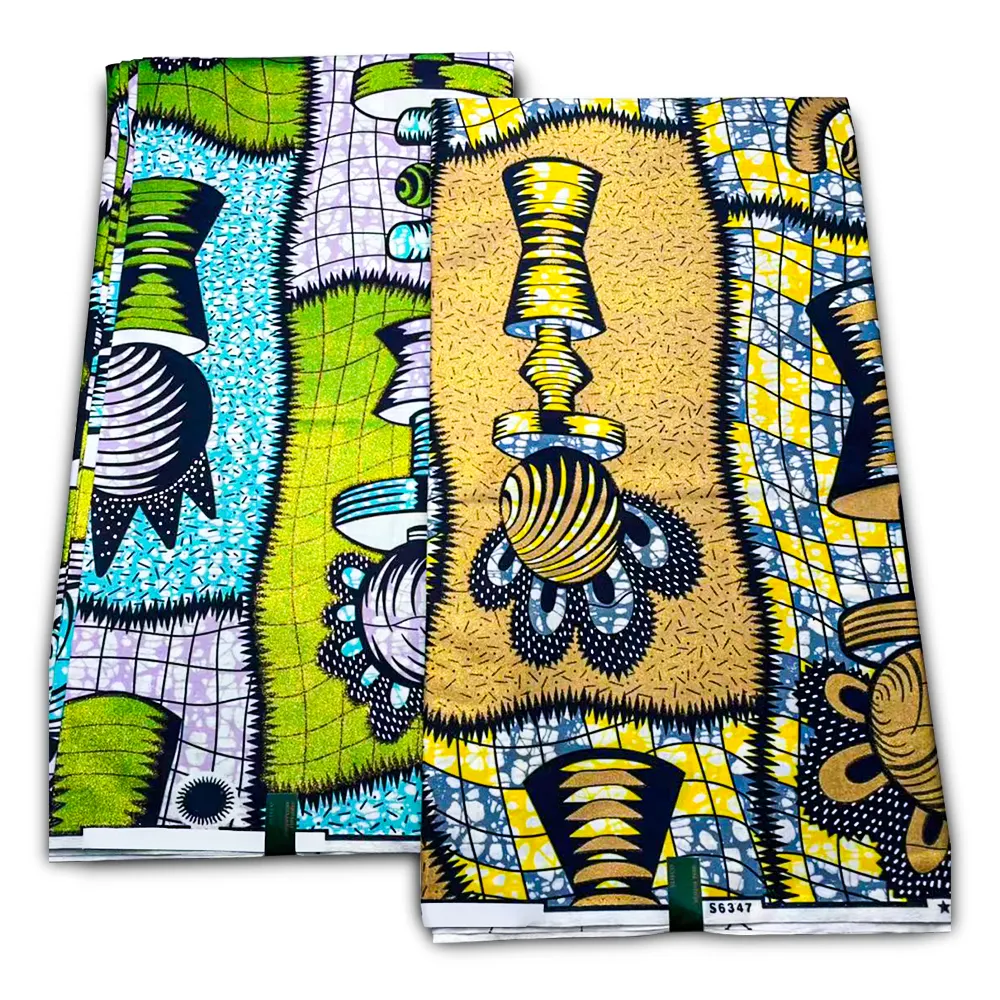 Роскошная ткань с Африканским принтом 2022 г., восковая ткань с принтом из 100% хлопка, ткань для шитья с настоящими блестками