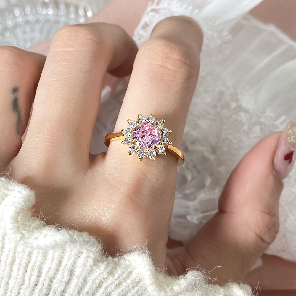 Plaqué or 18 carats avec pierre rose