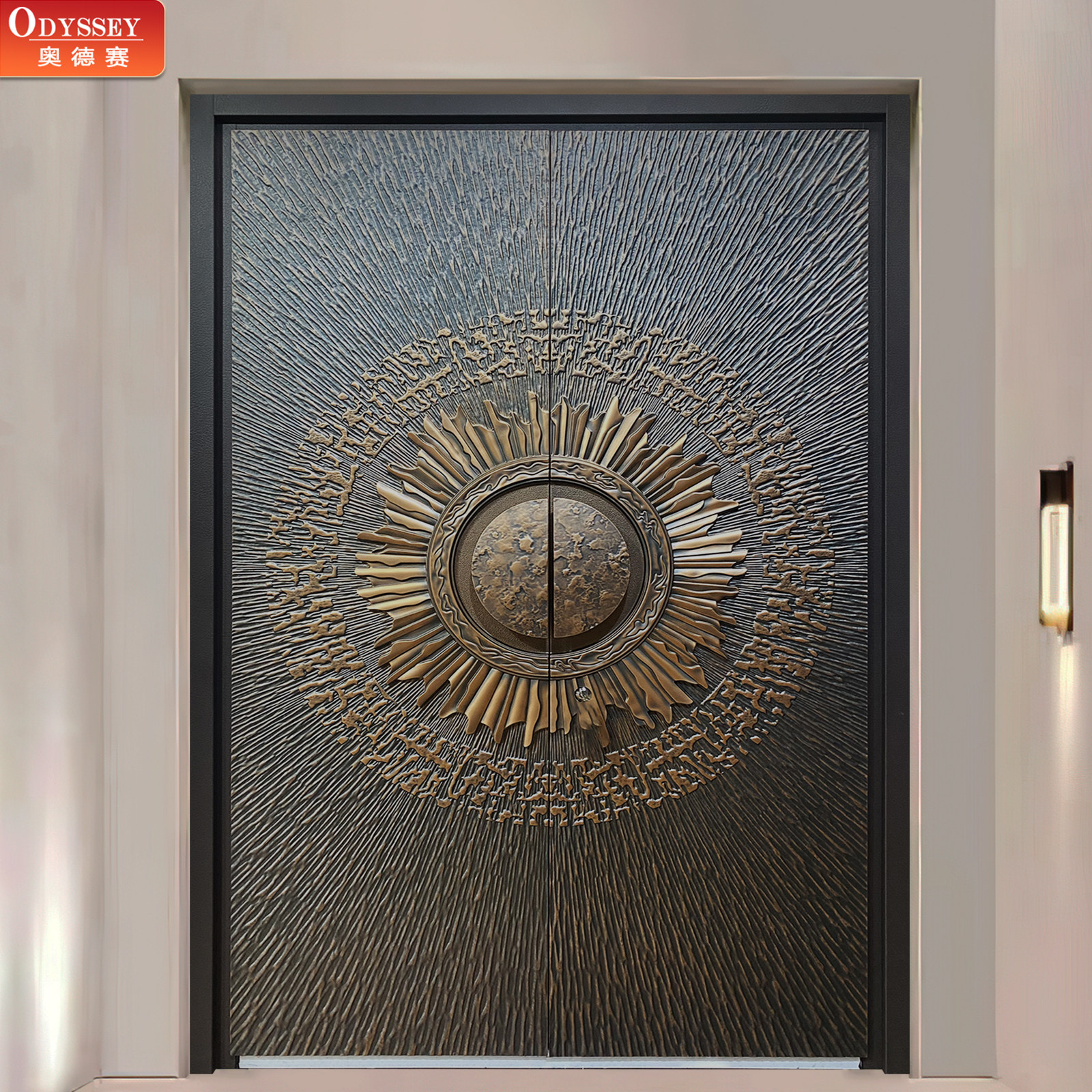 Double-sided luxury cast aluminum door installation package