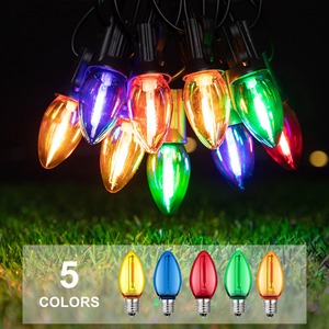 C7 Mini Led al aire libre cadena de luces reemplazar bombillas 1W Multicolor inastillable plástico E12 candelabro Base para fiesta en el patio trasero - Product Image 3