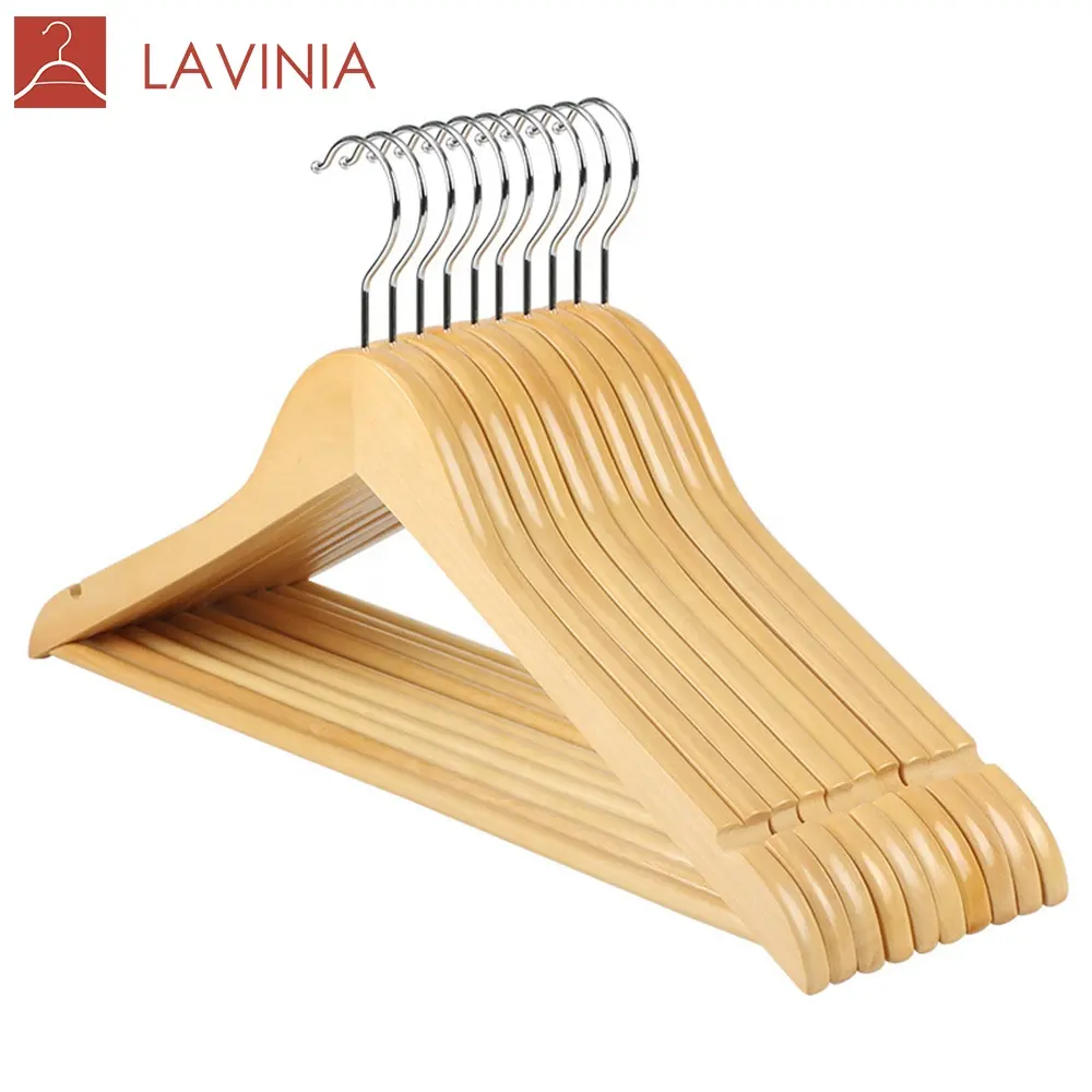 Top 1 Bestseller Low MOQ Percha de madera Ropa Ganchos de metal Percha Cabide Percha de madera