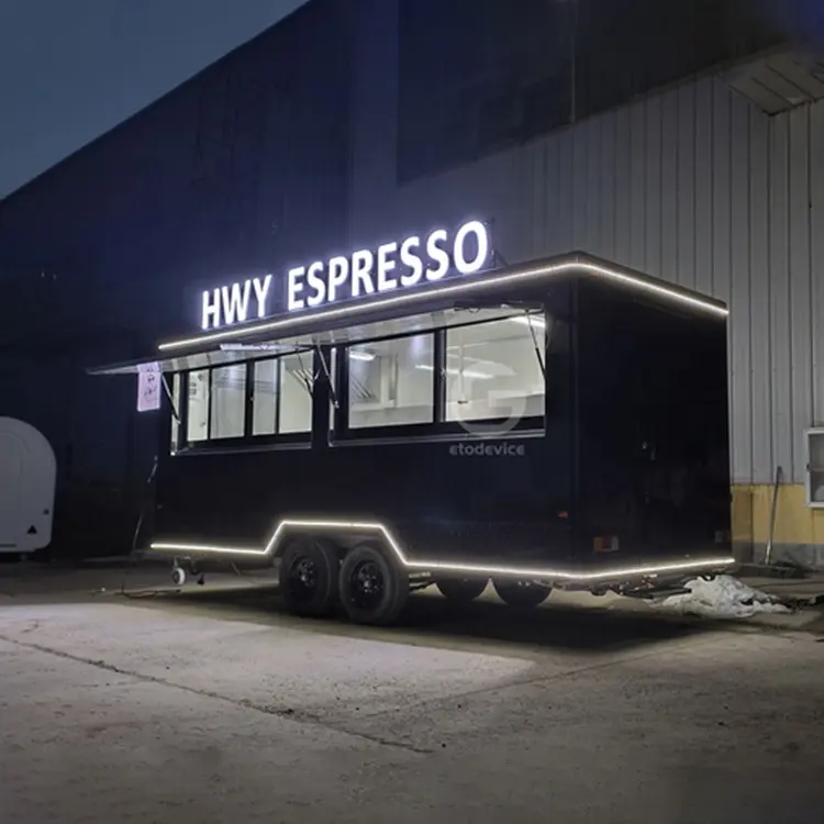 Novo design de trailer exclusivo para comida de rua, café personalizado, trailer de comida padrão australiano, concessão DOT para venda