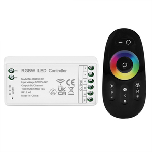 Regulador de intensidad LED RGBW de 12A con Control remoto, 2,4G, inalámbrico, RF, completamente táctil, para 4 canales, PWM, tira LED COB de Color, CC de 12V y 24V