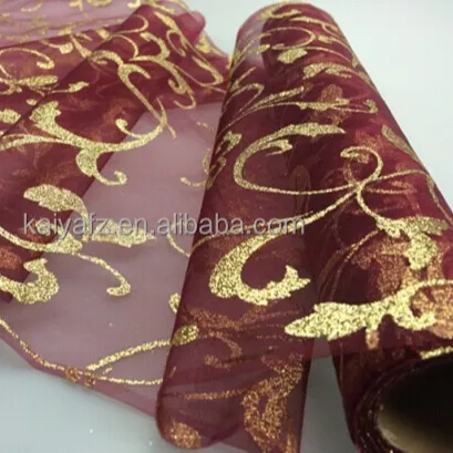 hot sale soft organza rolls flowers paintings fabric wholesale for wedding decoration